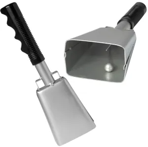 Katzco Cowbell with Stick Rubber Grip Handle and Built-in Clapper - 2 Pack - 10 Inch Steel