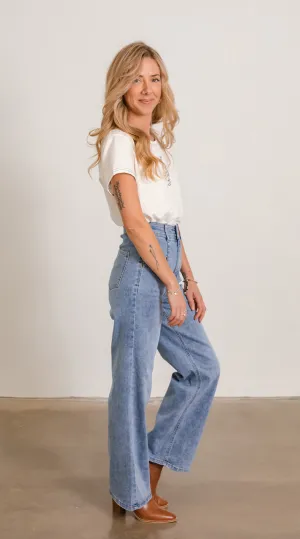 Kayli Washed Light Blue Wide Leg Jean