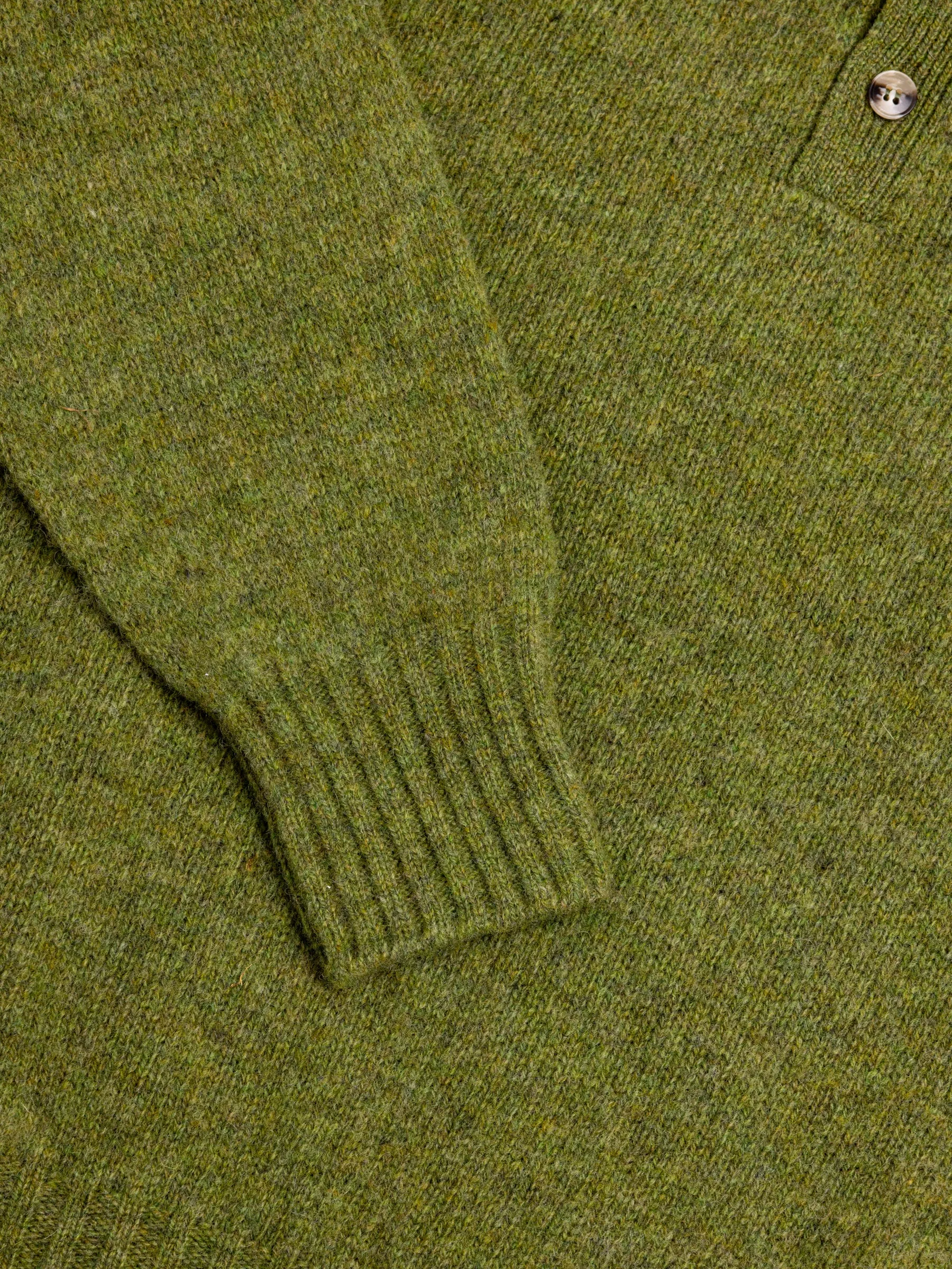 Lewis Brushed Shetland Polo in Olive Lambswool