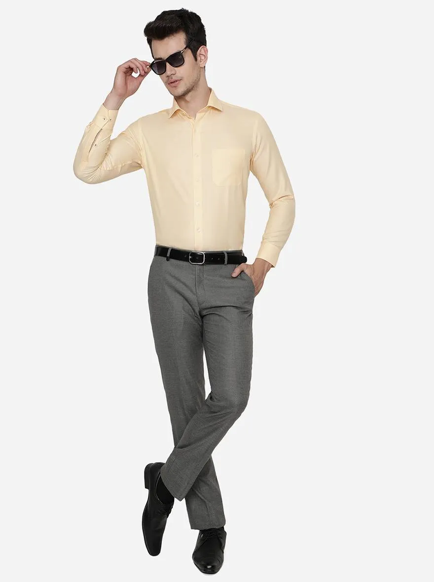 Light Yellow Dobby Slim Fit Formal Shirt | Greenfibre