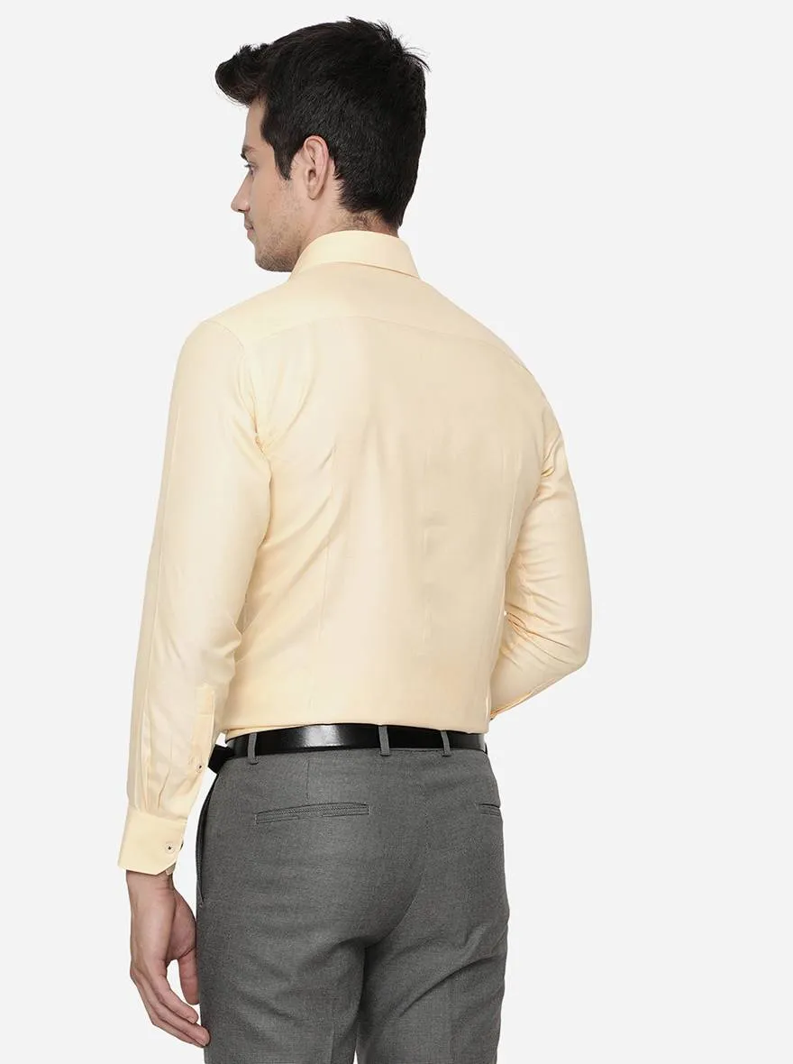 Light Yellow Dobby Slim Fit Formal Shirt | Greenfibre