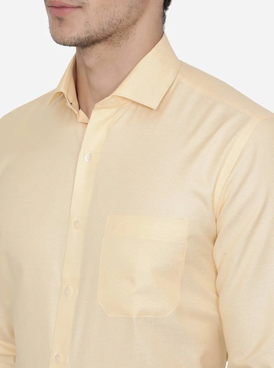 Light Yellow Dobby Slim Fit Formal Shirt | Greenfibre