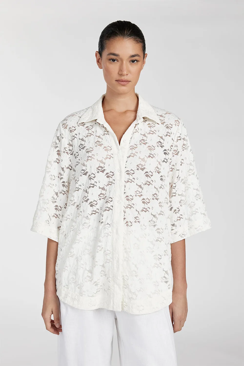 LOULA WHITE LACE SHIRT