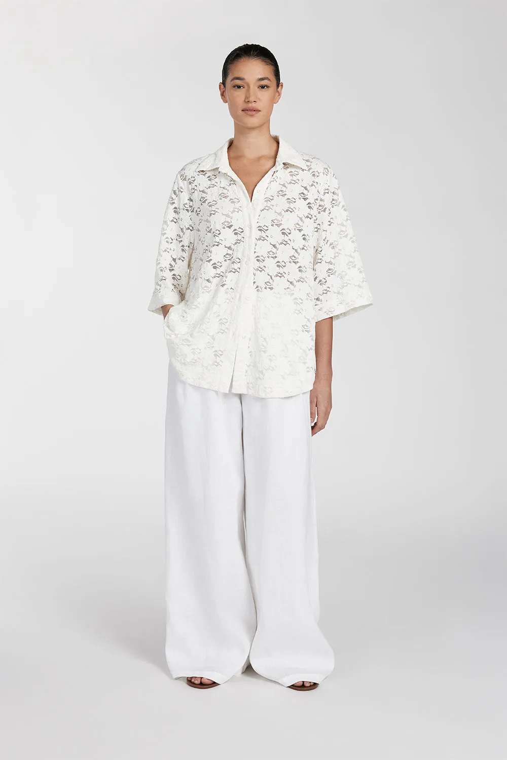 LOULA WHITE LACE SHIRT