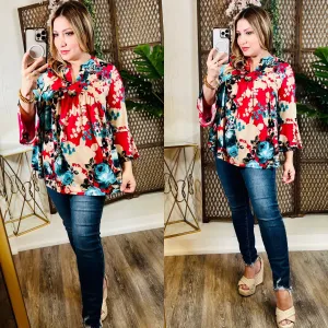 Mandarin Neck Floral Top