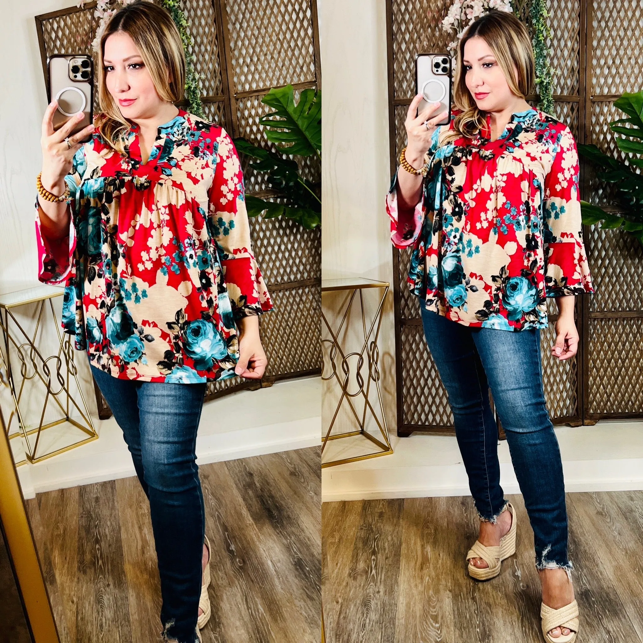 Mandarin Neck Floral Top