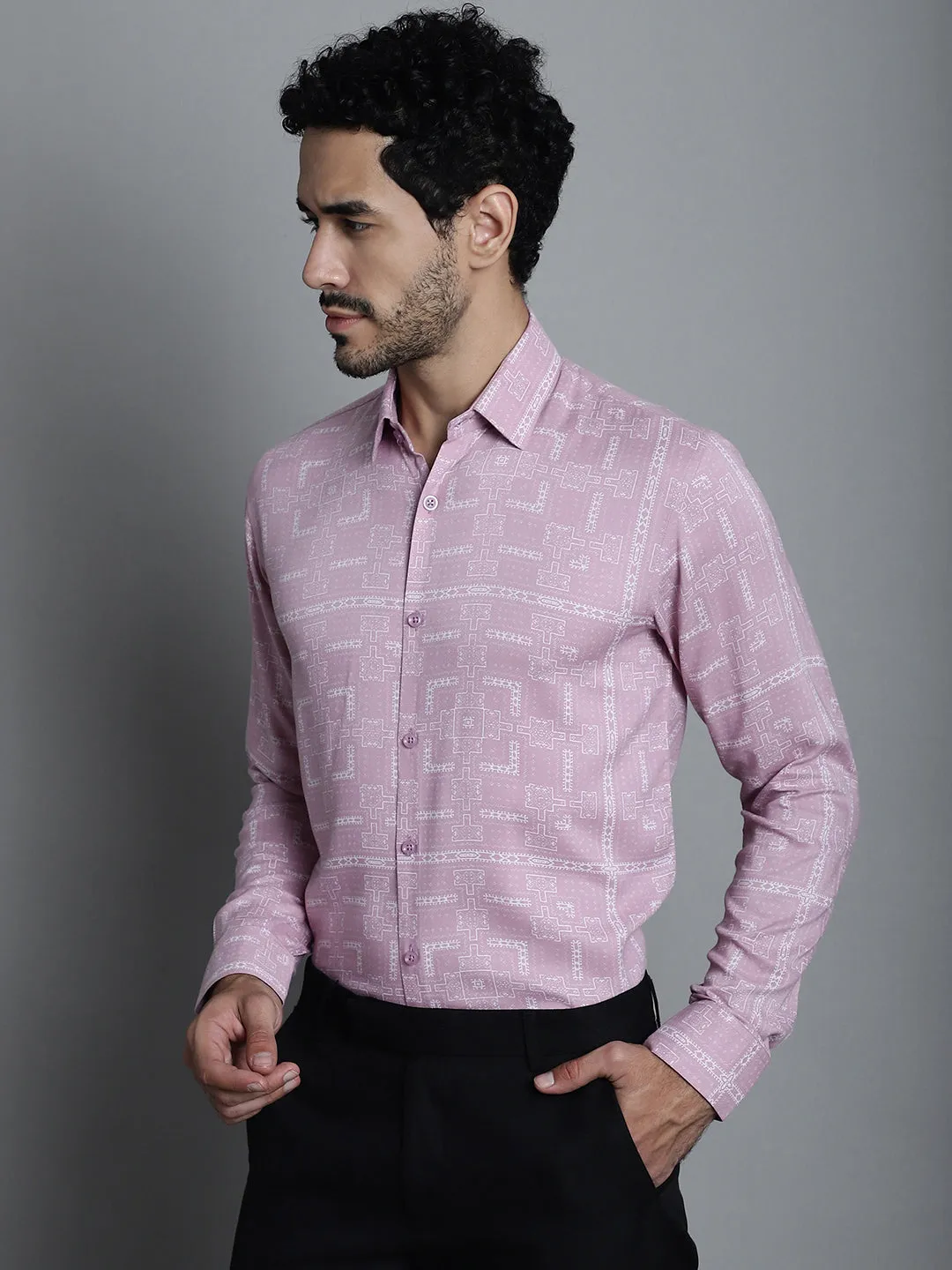 Men's Geometric Printed Formal Shirts - Taantav