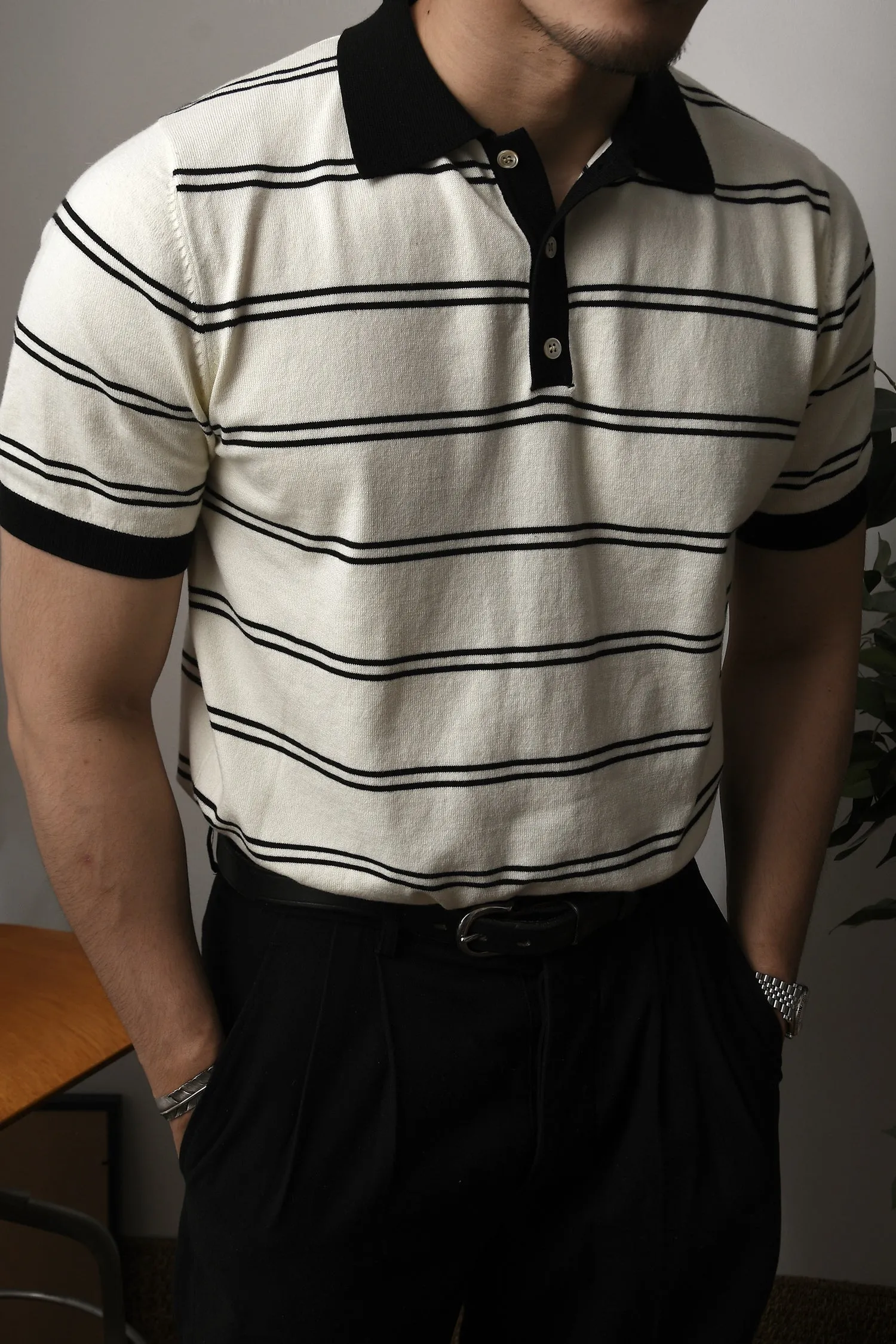 Men's Striped Polo Shirt Short Sleeves