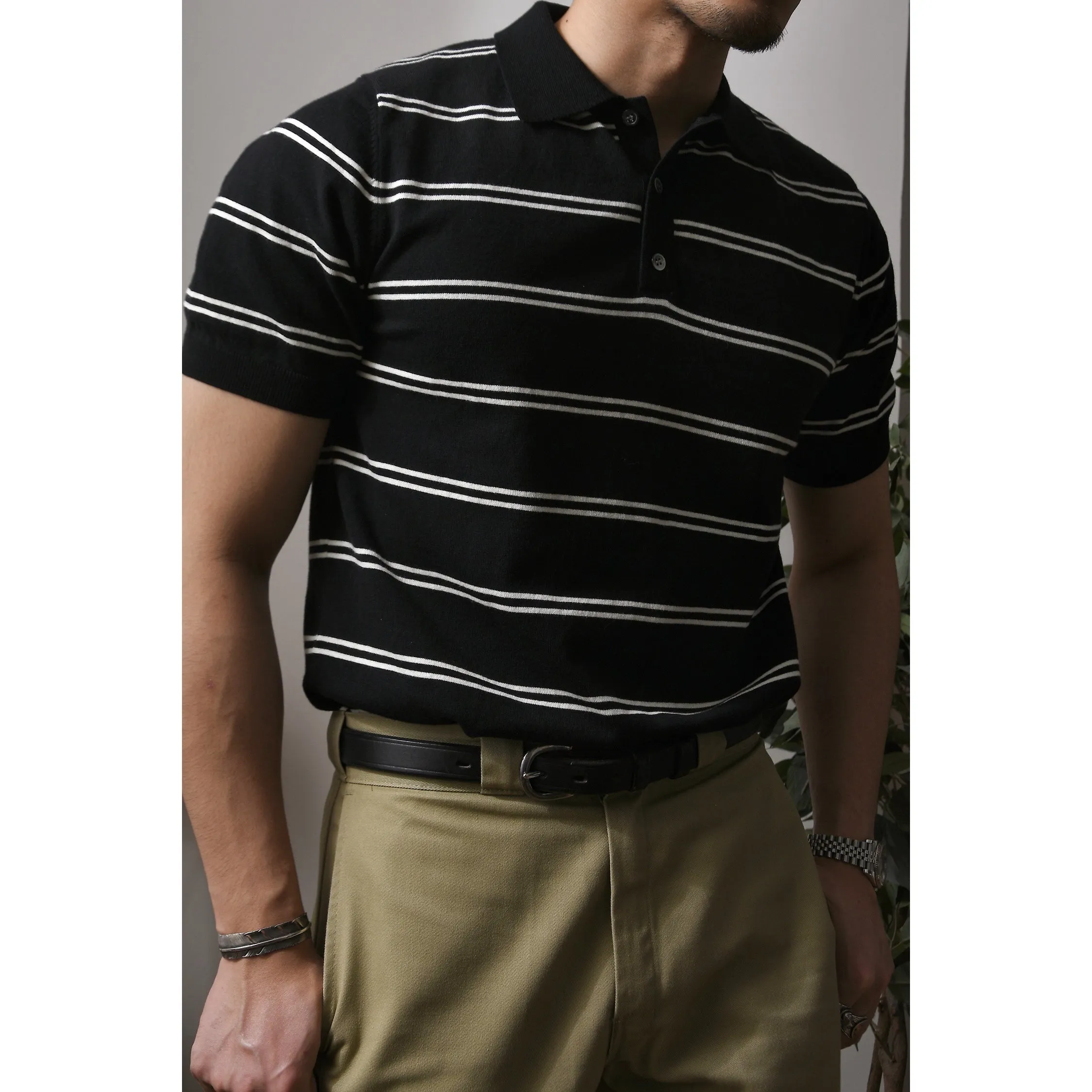 Men's Striped Polo Shirt Short Sleeves