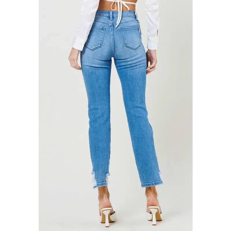 Mid Rise Straight Leg Jeans