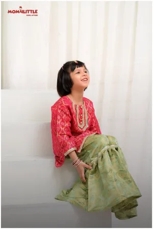 Mom4Little-Pink & Green Gharara Set