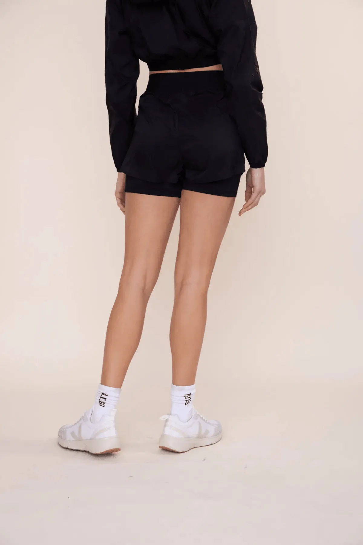 Mono B 2-in-1 Nylon Split Shorts - Black