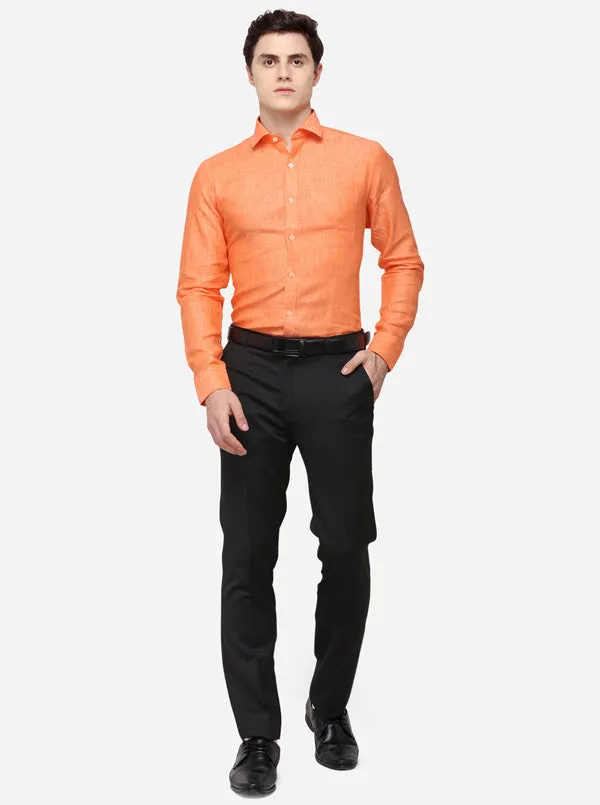 Orange Printed Regular Fit Formal Shirt | JadeBlue