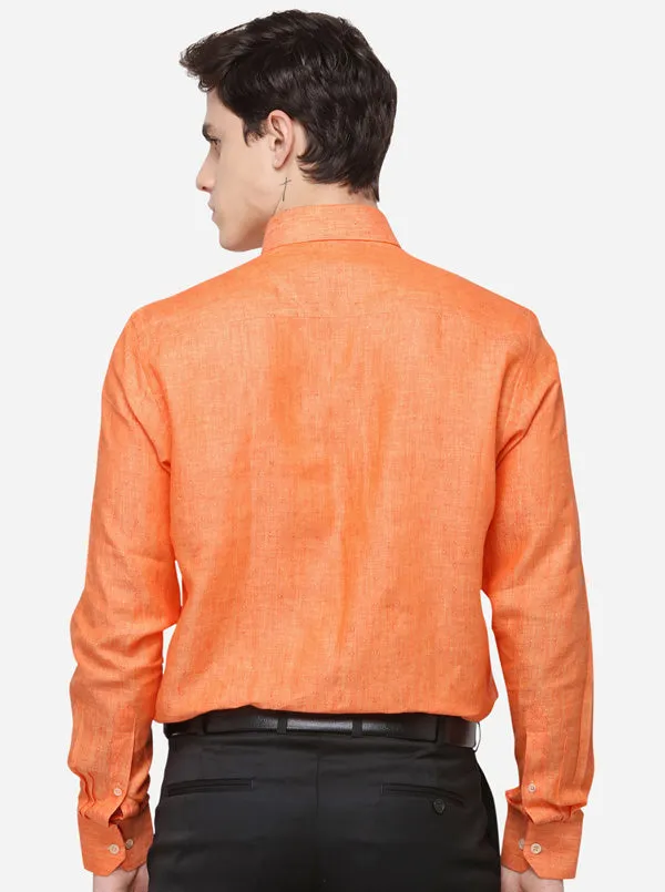 Orange Printed Regular Fit Formal Shirt | JadeBlue