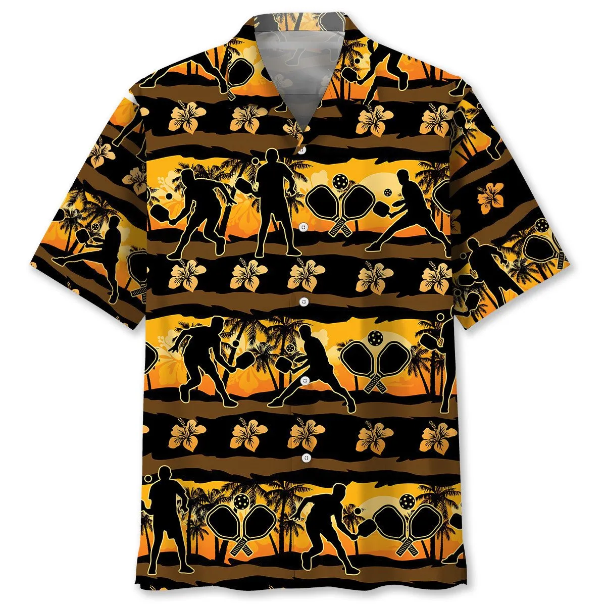 Pickleball Beach Hawaiian Shirt, Short Sleeve Summer Vacation Beach Shirts for men