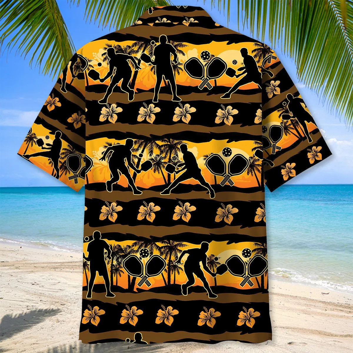 Pickleball Beach Hawaiian Shirt, Short Sleeve Summer Vacation Beach Shirts for men