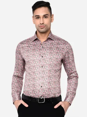 Pink & Green Printed Slim Fit Party Wear Shirt | Wyre