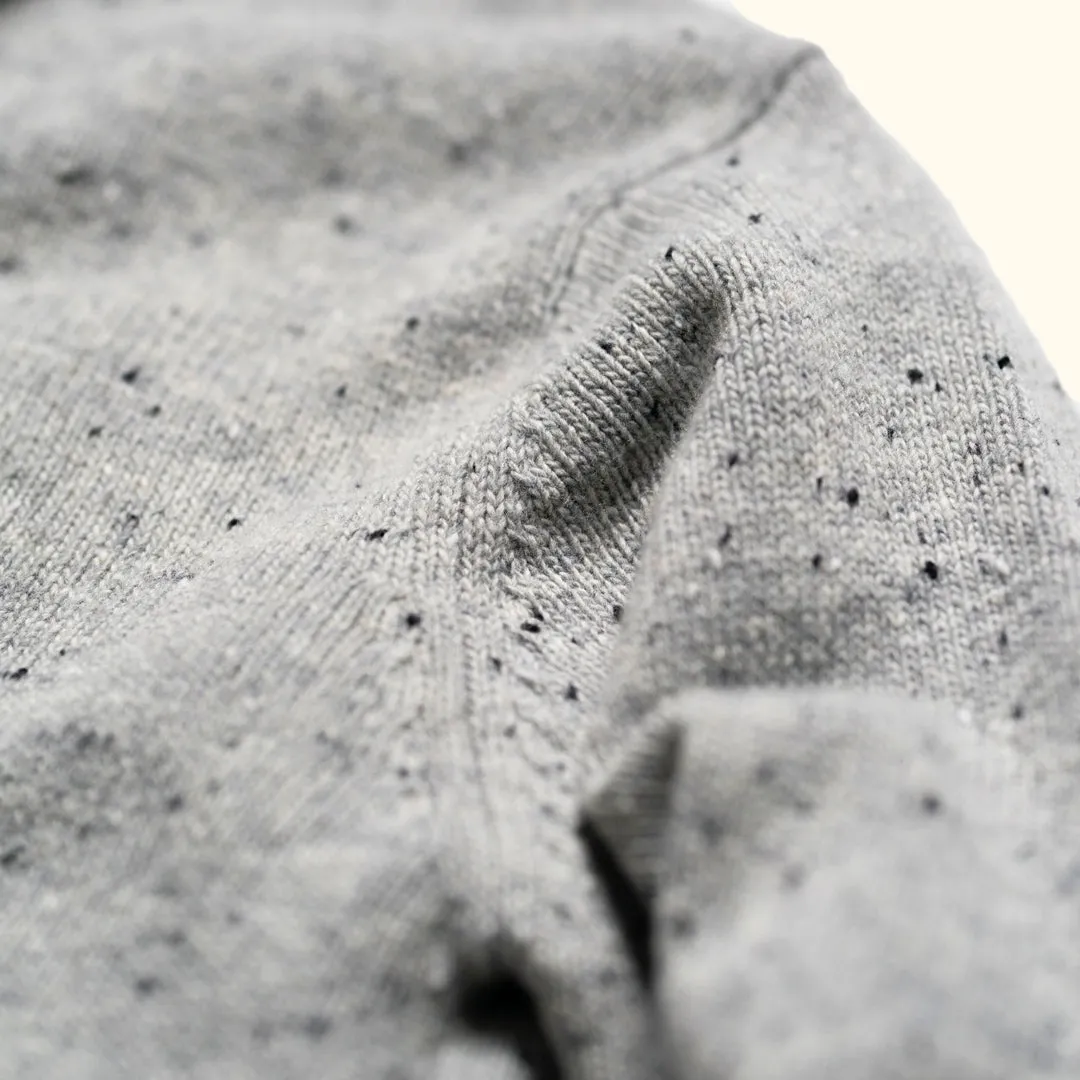 Quarter Button Wool Sweater | Gray Fleck