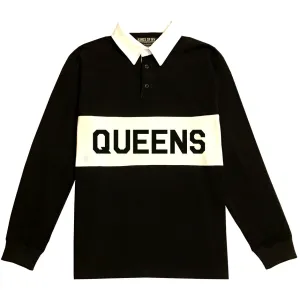 Queens New York Striped Mens Long Sleeve Rugby Shirt