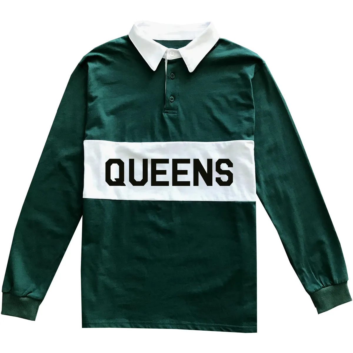 Queens New York Striped Mens Long Sleeve Rugby Shirt