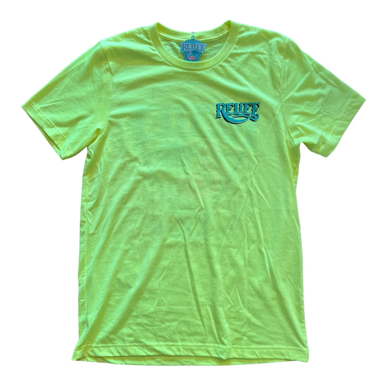 Relief Flamingo T Shirt Neon Yellow