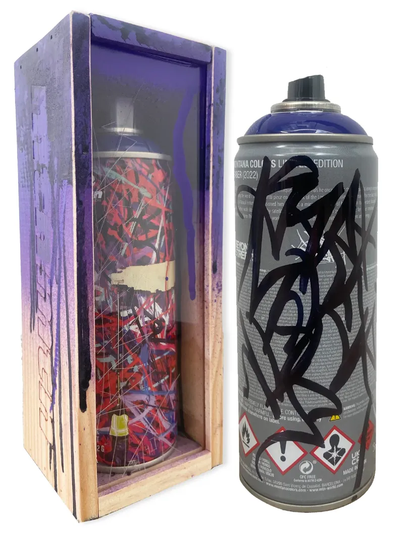 Saber Anonymous Violet HPM Spray Paint Can Artwork by Montana MTN