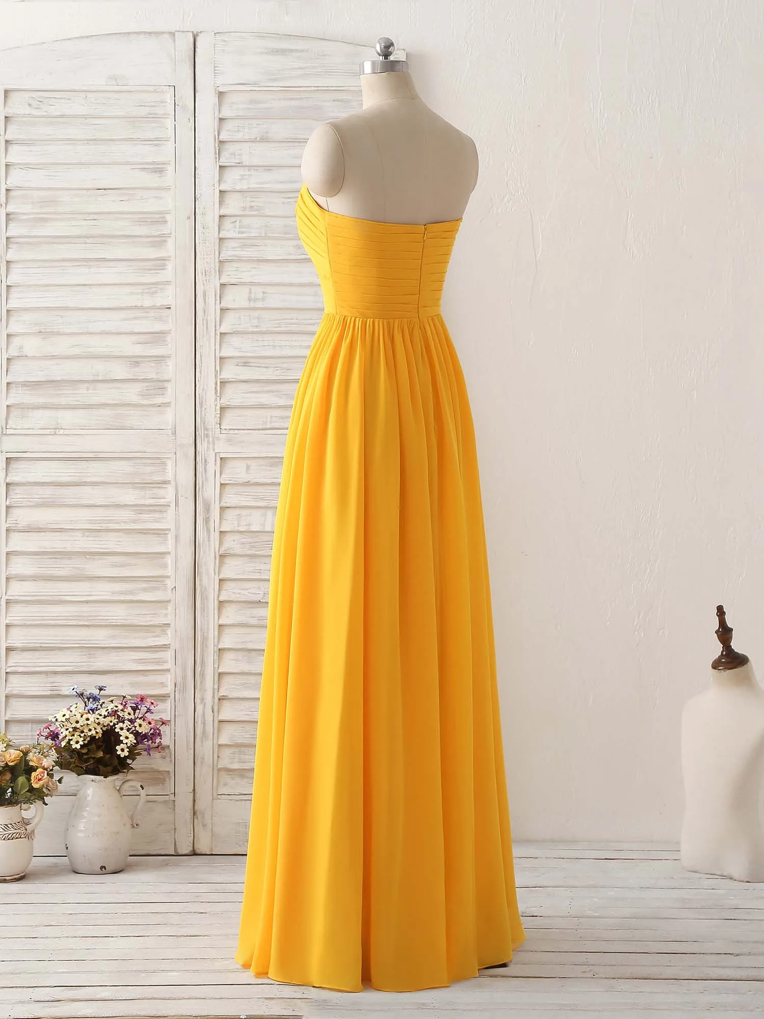 Simple Chiffon Yellow Long Prom Dress Simple Bridesmaid Dress