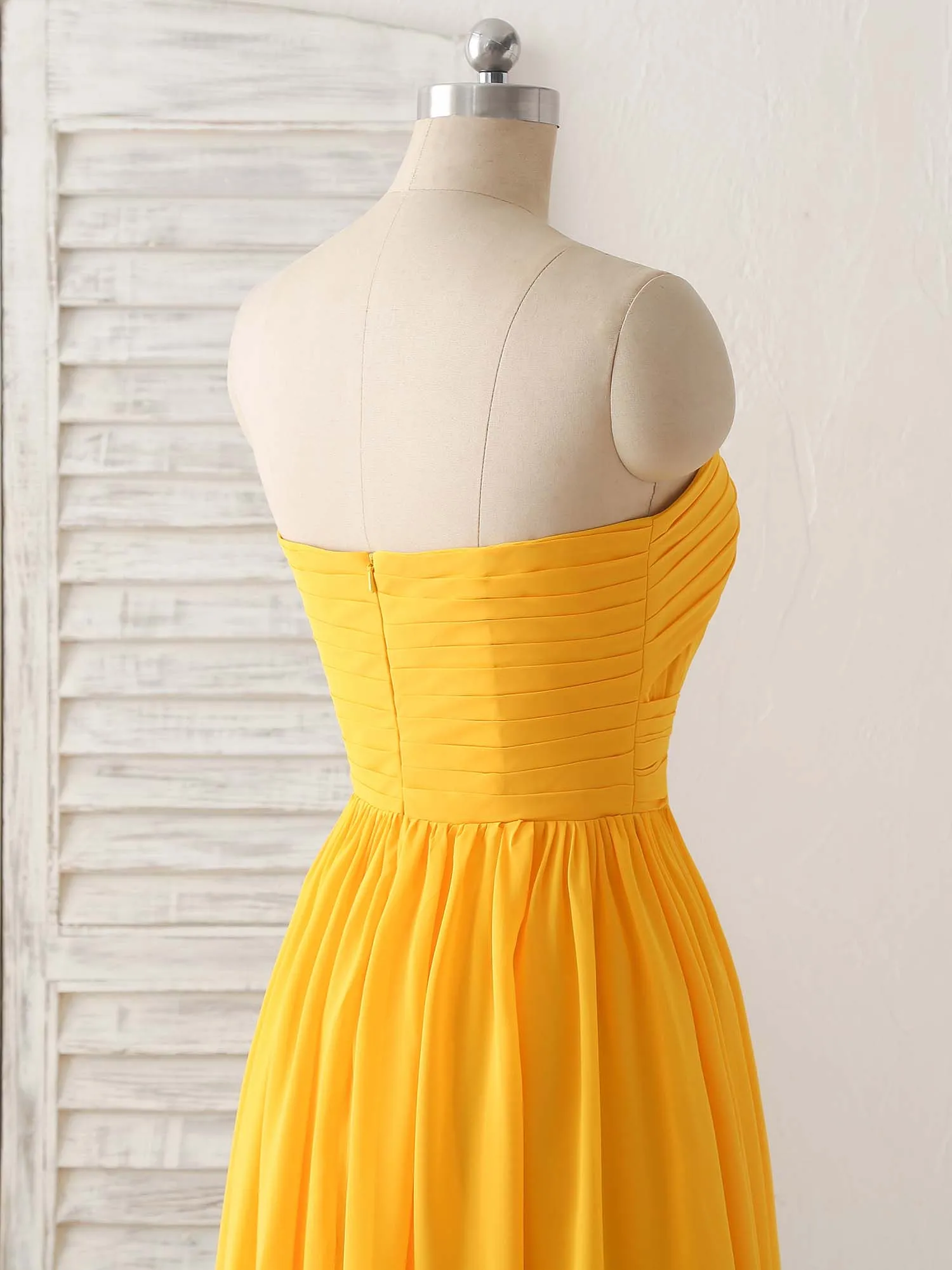 Simple Chiffon Yellow Long Prom Dress Simple Bridesmaid Dress