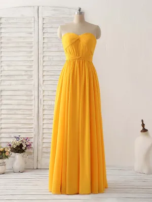 Simple Chiffon Yellow Long Prom Dress Simple Bridesmaid Dress