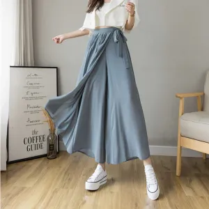 Soft Pleated Chiffon Trousers Wide Leg Pants