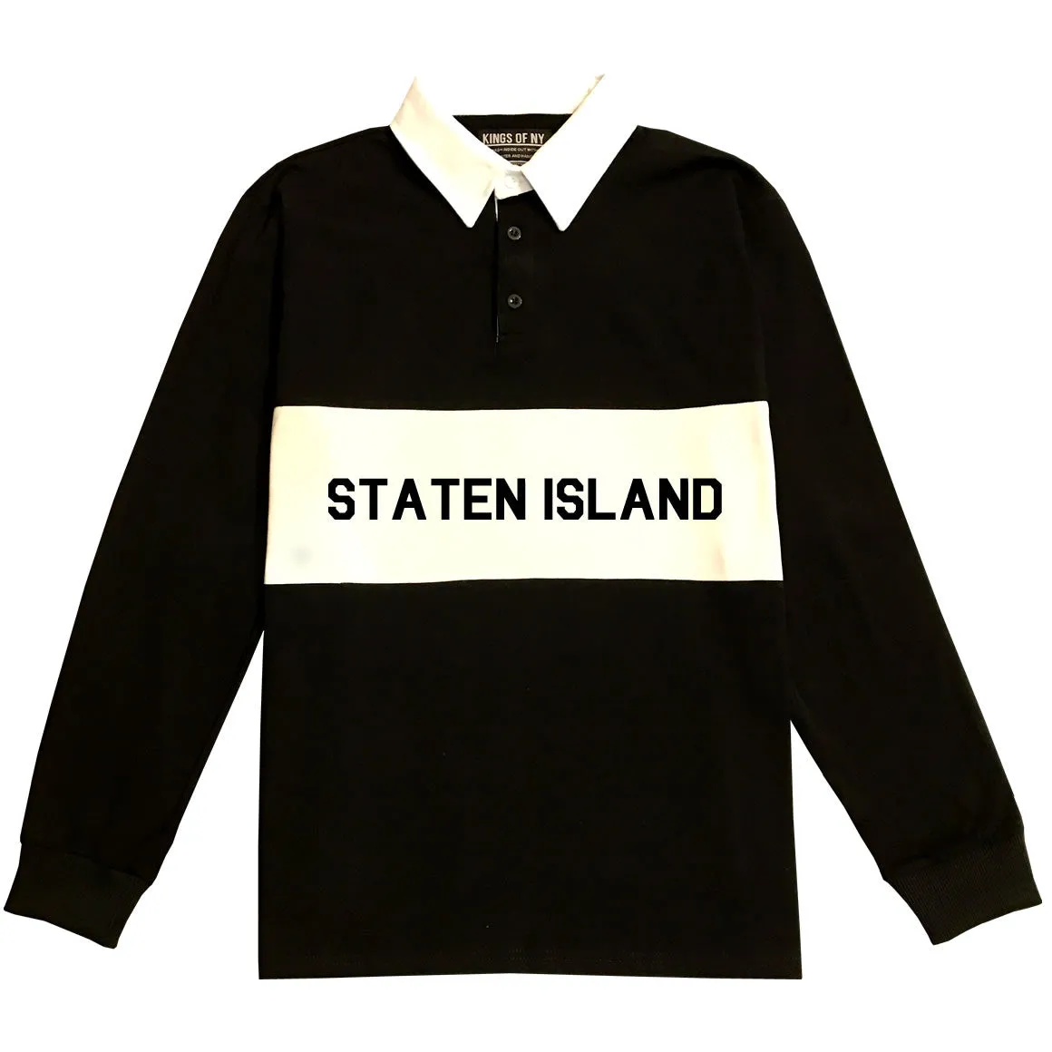 Staten Island New York Striped Mens Long Sleeve Rugby Shirt