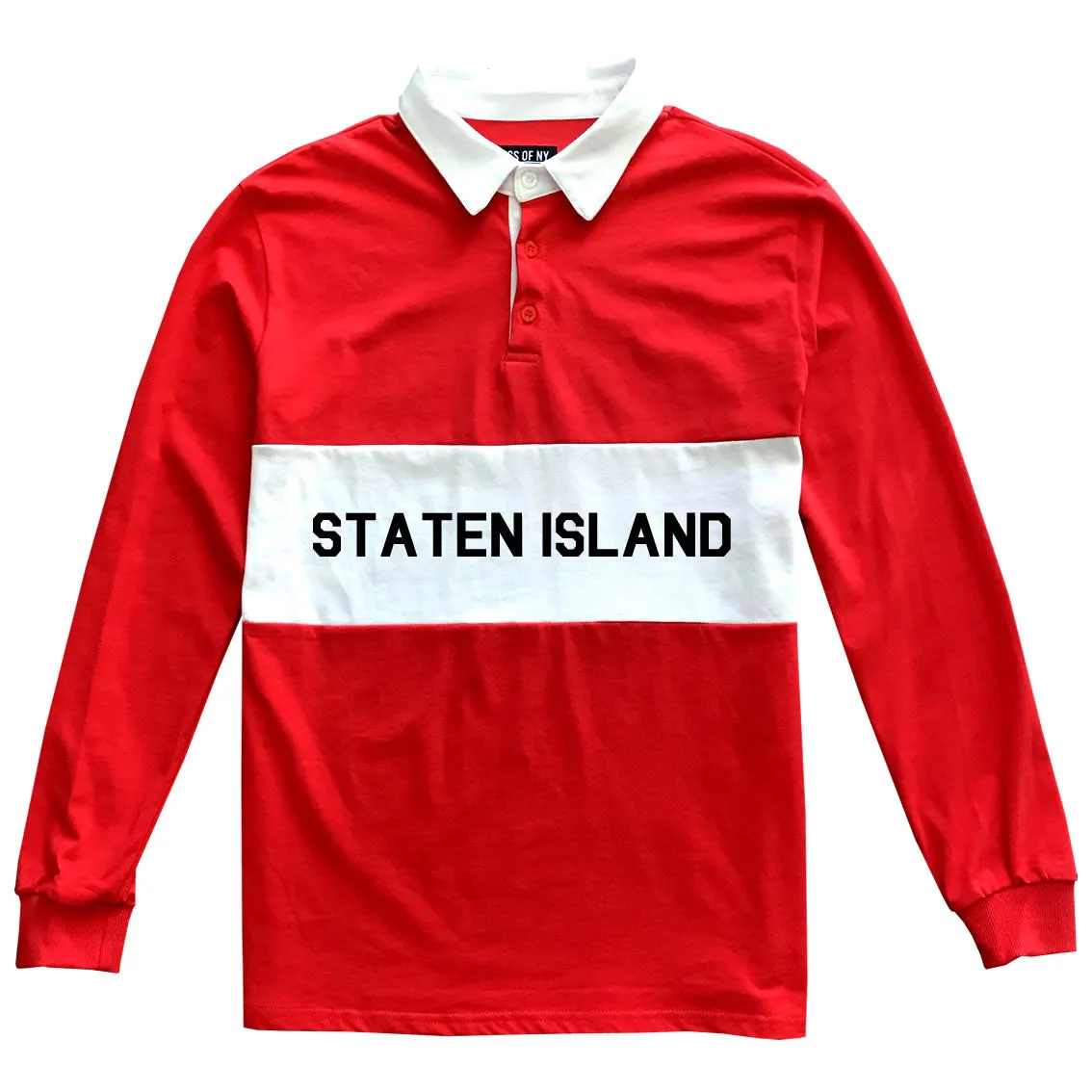 Staten Island New York Striped Mens Long Sleeve Rugby Shirt