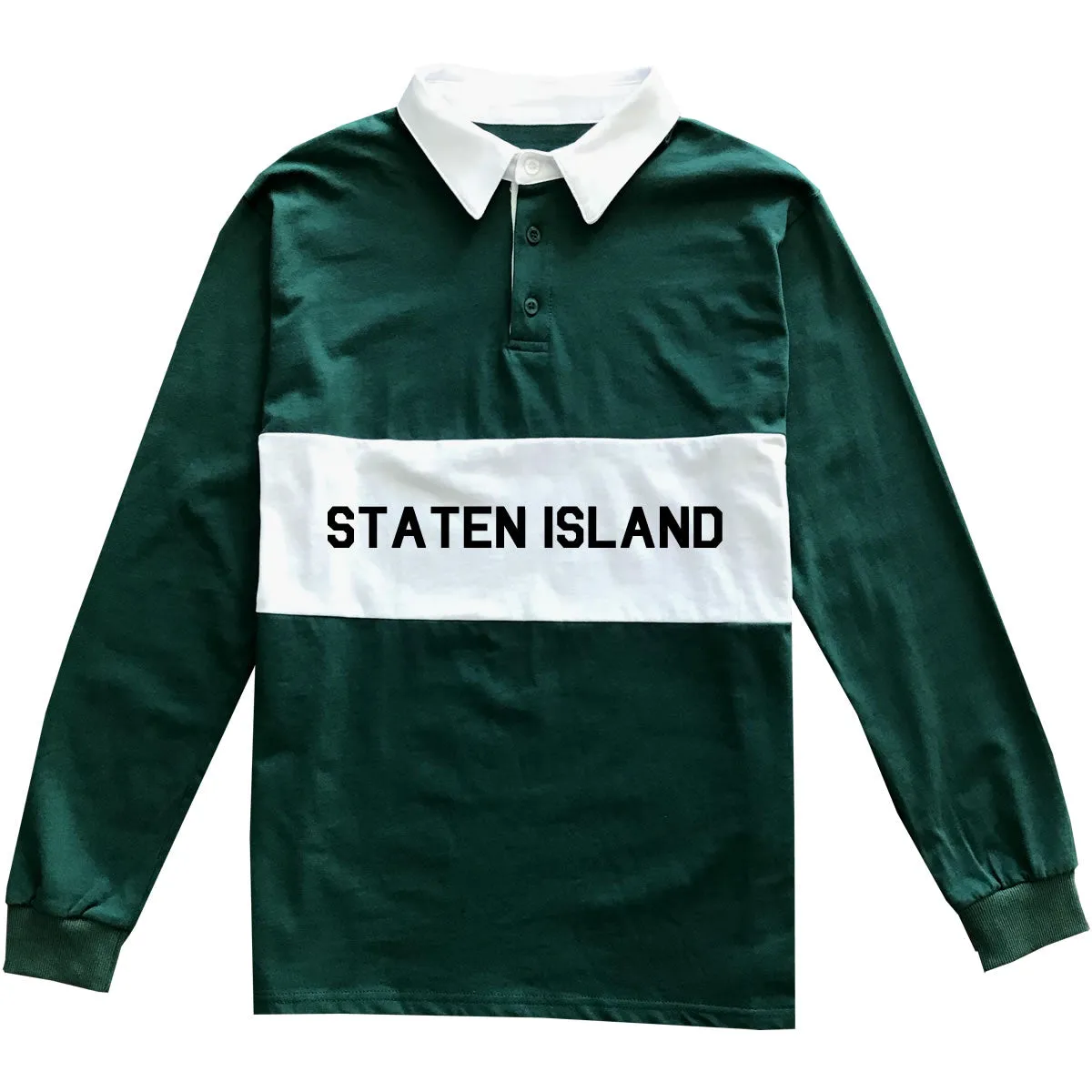 Staten Island New York Striped Mens Long Sleeve Rugby Shirt