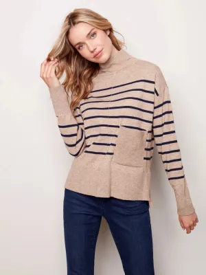 STRIPED FUNNEL NECK SWEATER