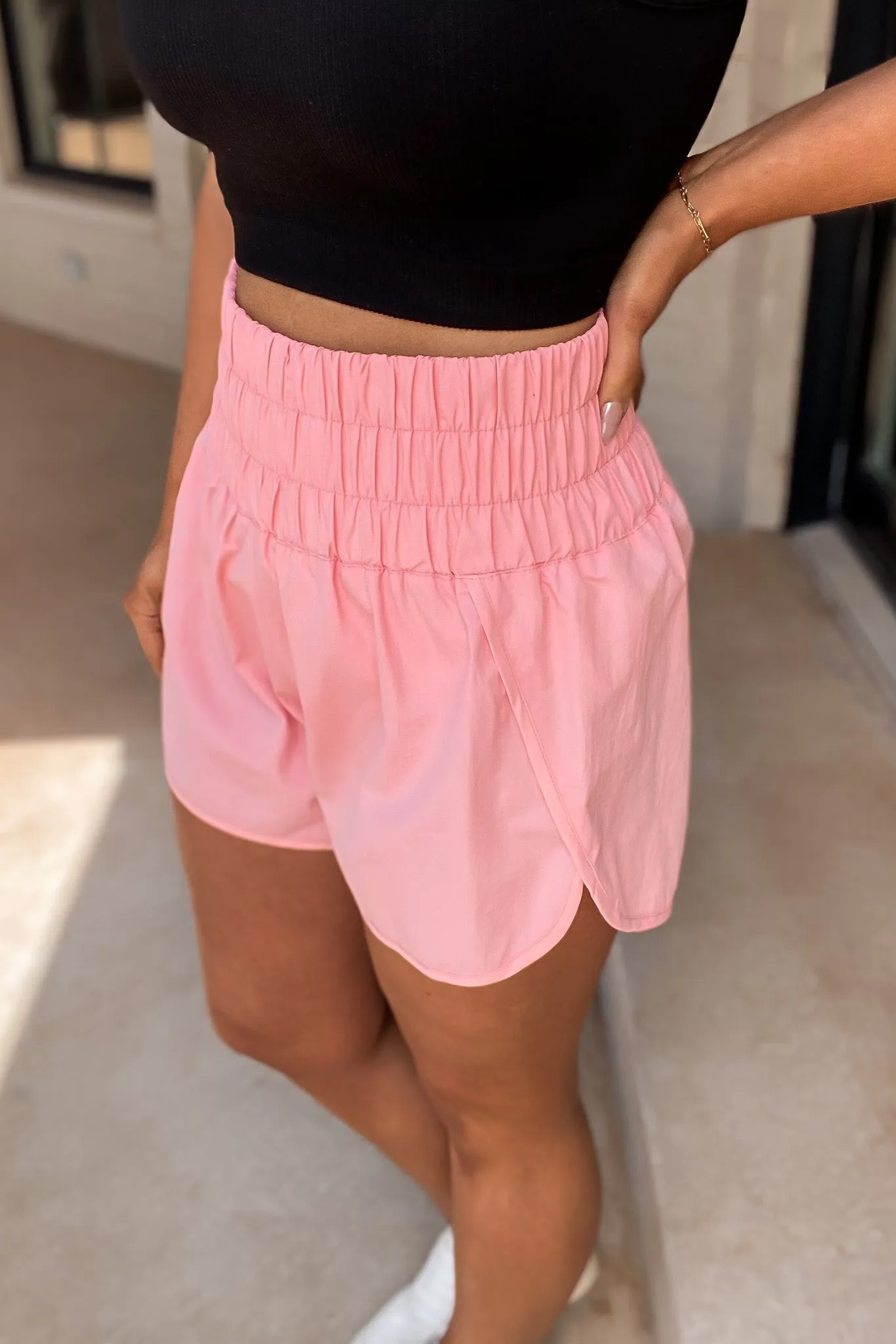 The Way Home Light Coral Dark Pink Shorts