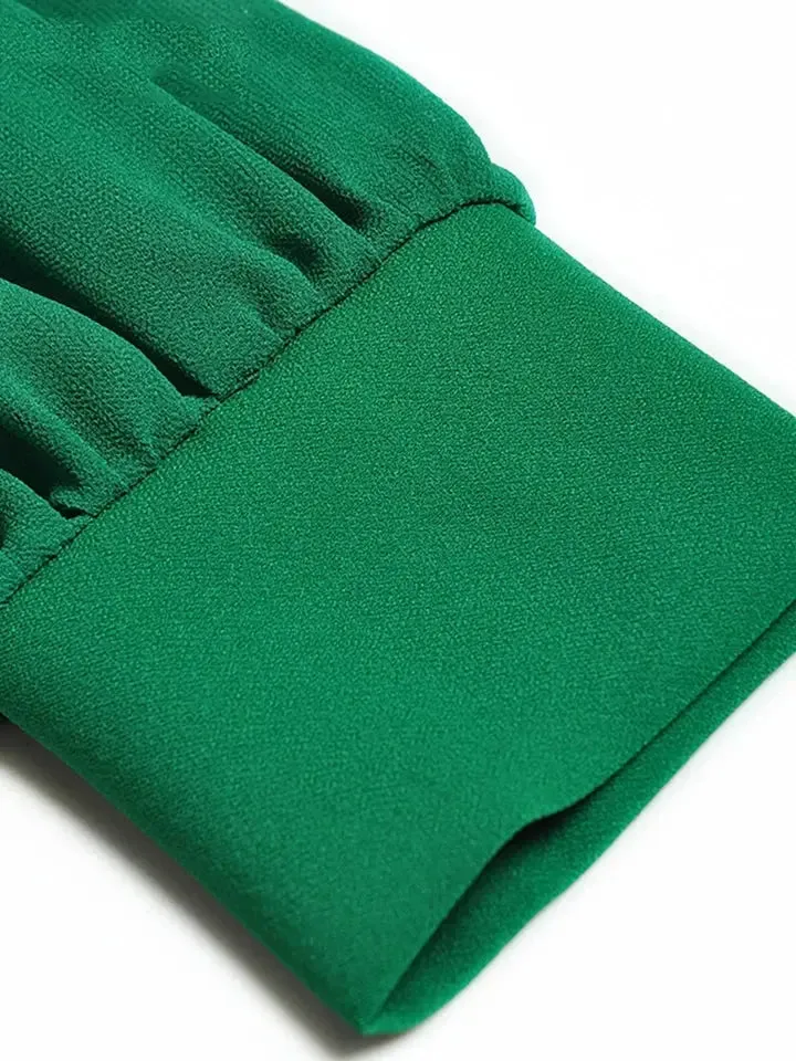 Victoria Vintage Full Sleeve Green Dress