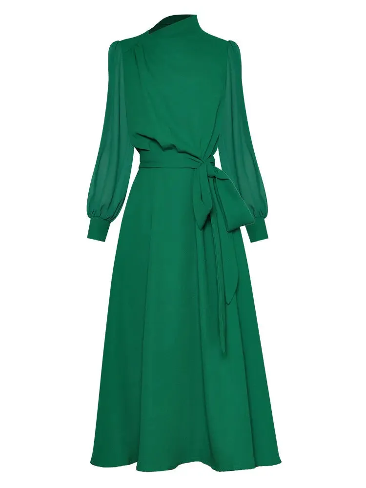 Victoria Vintage Full Sleeve Green Dress