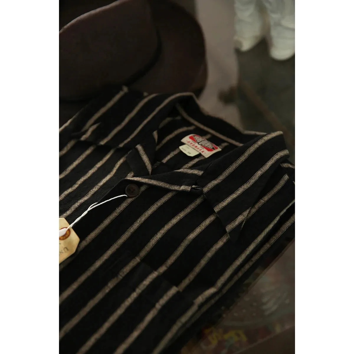 Vintage Long Sleeve Striped Camp Shirt for Men