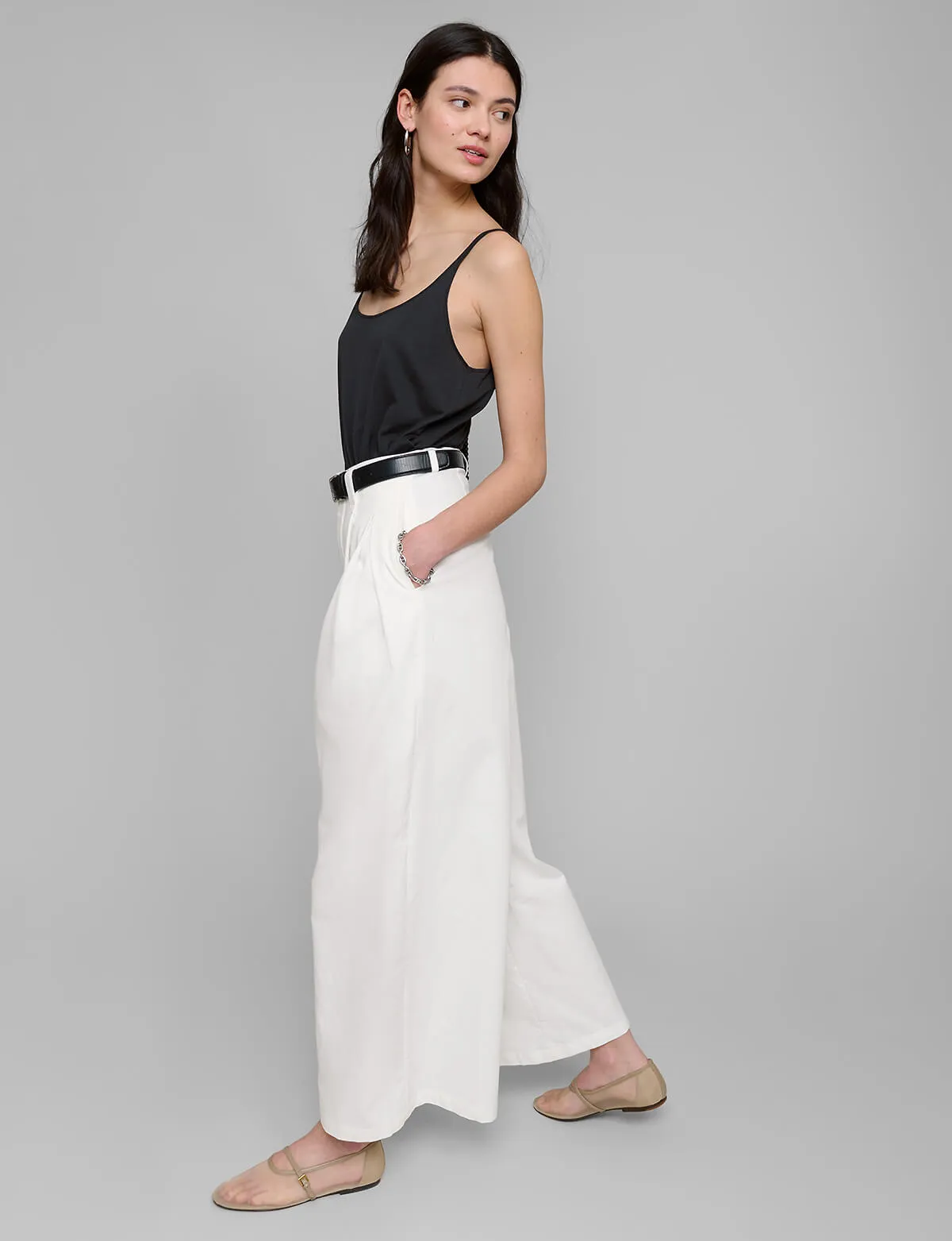 White Wide Leg Pants