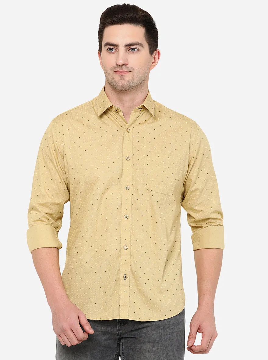 Yellow Printed Smart Fit Casual Shirt | Greenfibre