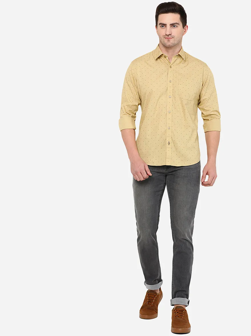 Yellow Printed Smart Fit Casual Shirt | Greenfibre